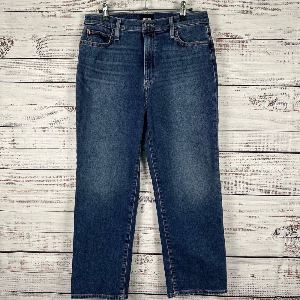 Womens HUDSON Noa Mid-Rise Straight Crop Denim Dark Blue Jeans Size 30 X 25